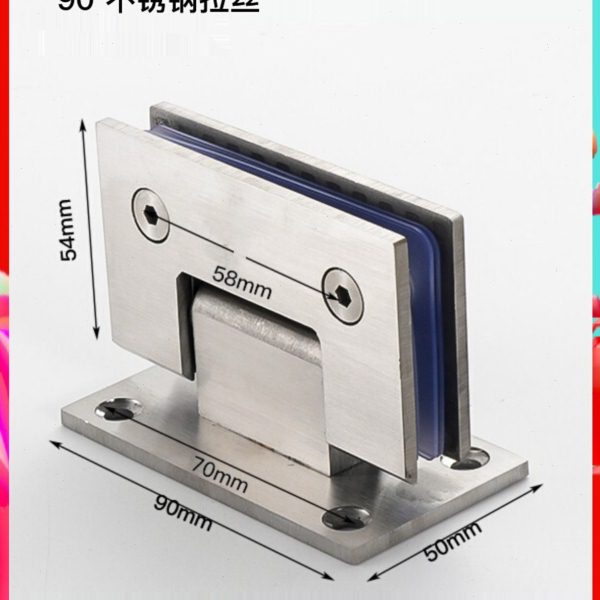 玻璃门合页304不锈钢淋浴门无框玻璃夹铰链90度180平开浴室夹合页