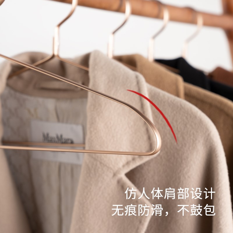 太空铝合金衣架家用挂衣无痕防肩角不锈钢轻奢金属金色晾衣服撑子