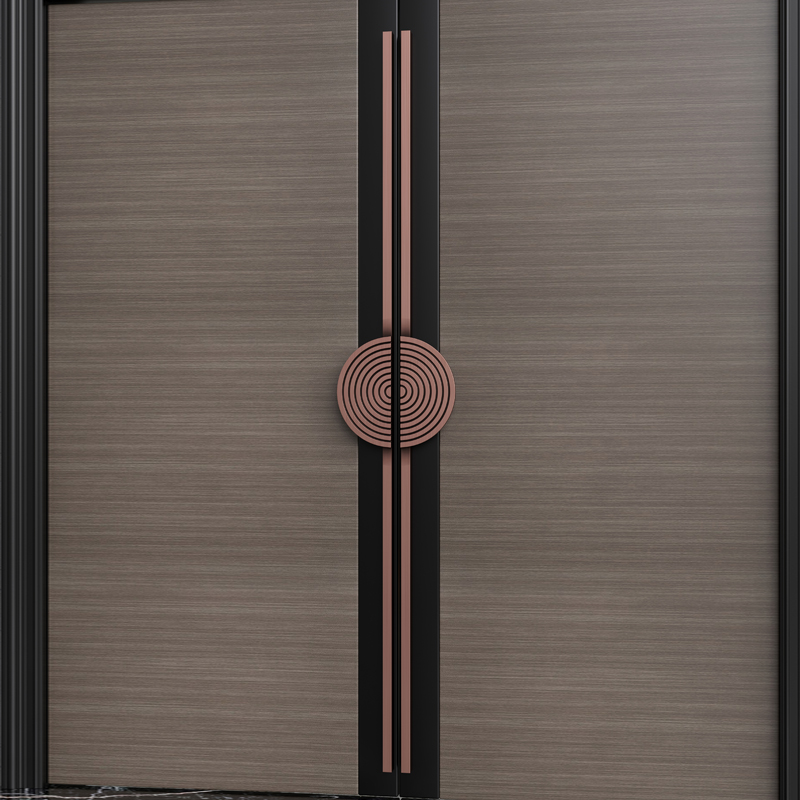 极简圆形大门拉手玻璃门实木门A双开门铝雕半圆柜门新中式门把手