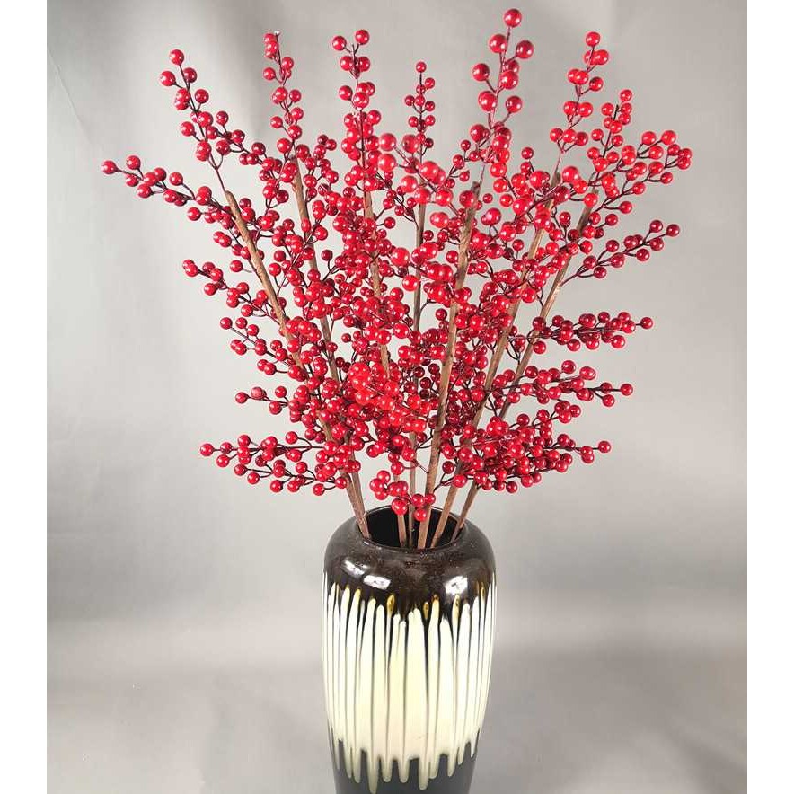 仿真浆果塑料果圣诞红果 泡沫果子北美冬青红果家居装饰直销