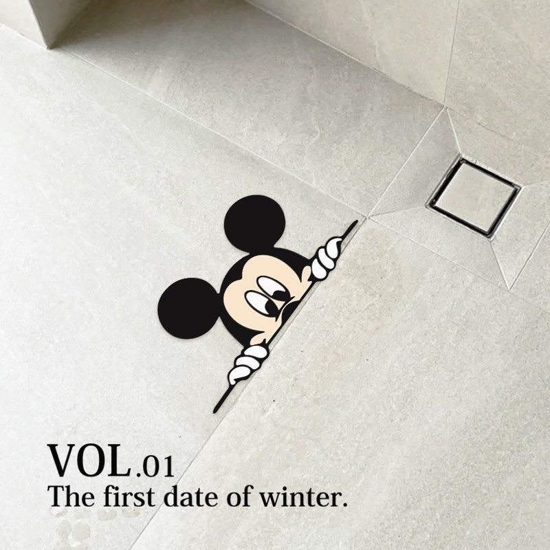 可爱鼠鼠墙面遮丑装饰卫生间防水地贴瓷砖贴地面遮丑神器地板贴纸