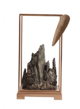 现代新中式创意假山竹叶铁艺家居摆件客厅玄关电视酒柜软装饰品