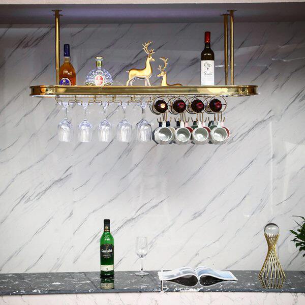 轻奢吧台吊架金属酒架悬挂不锈钢酒杯架倒挂置物架高脚杯架红酒架