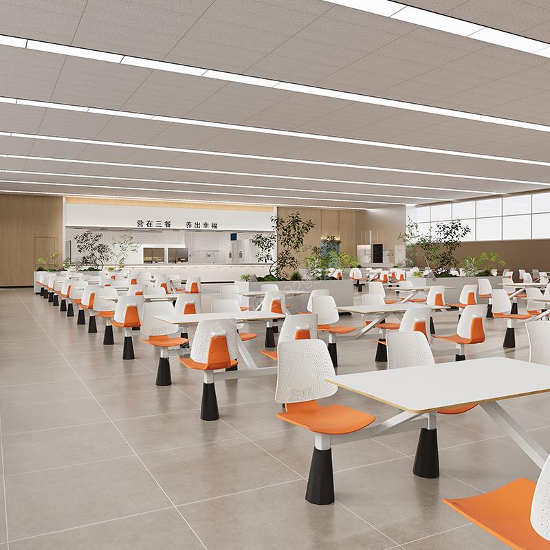 快餐桌椅连体组合学校食堂员工饭堂高速服务区餐厅四人位连体餐桌