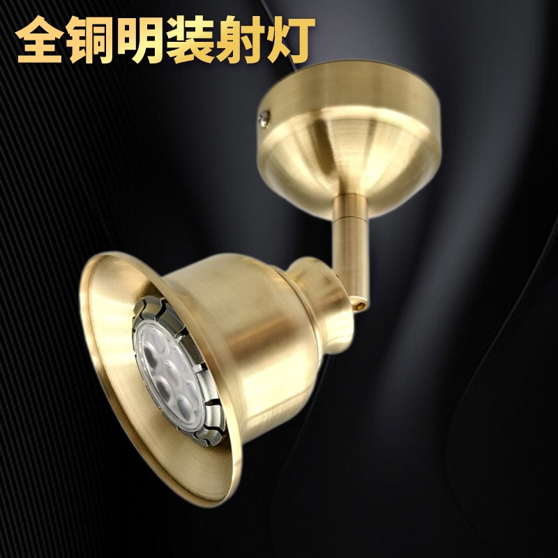 明装射灯全铜美式欧式法式复古可调角度单头照画背景墙免开孔轻奢