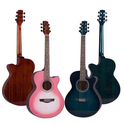 40寸斯蒂勒民谣吉他云杉沙比利粉色蓝色木吉他亮光A桶guitar