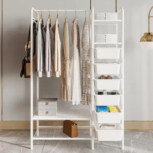 落地衣帽架可移动推车简易晾衣架卧室多功能带盒挂衣收纳架子