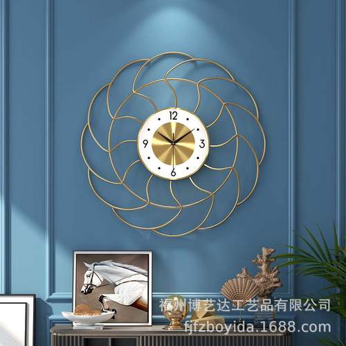 新中式创意卧室挂钟简约现代装饰钟表客厅壁钟艺术个性风静音钟