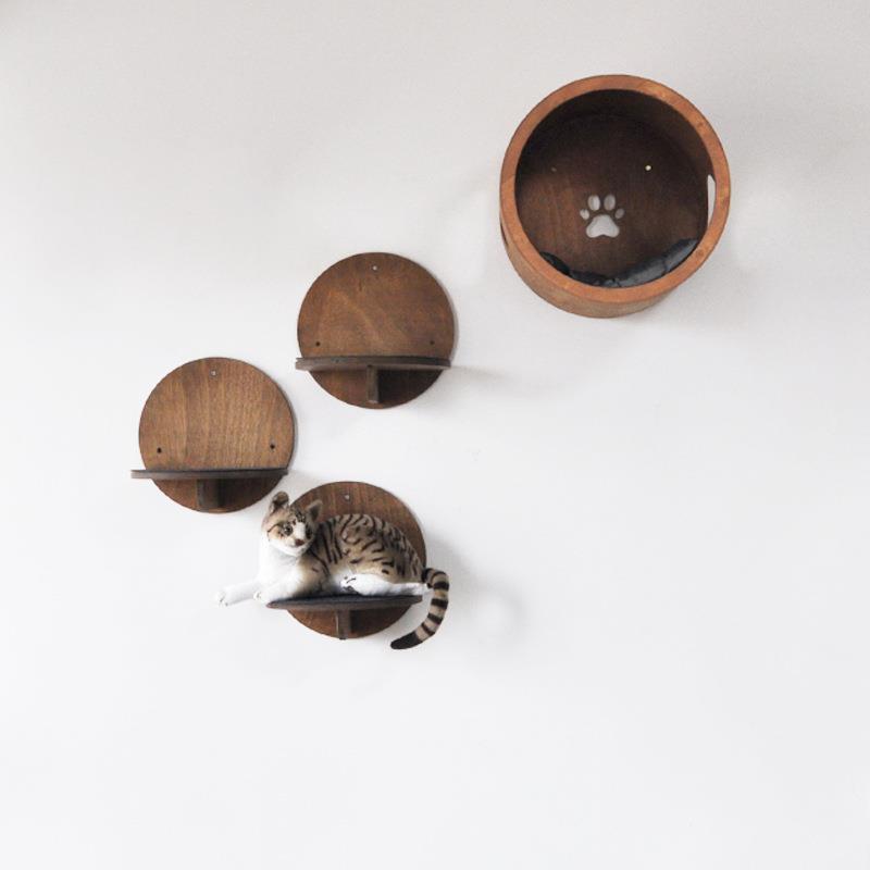 猫玩具壁挂式猫爬架墙壁猫跳台猫窝组合跳台毛毡猫抓板一体猫架子