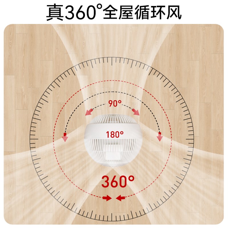 洛宾汉360度台式空气循环扇家用桌面小型电风扇静音旋转台扇