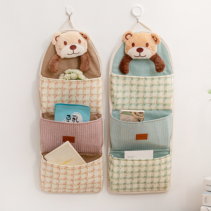布艺钥匙手机杂物收纳袋宿舍神器门后挂墙上墙挂式学生多层壁挂袋