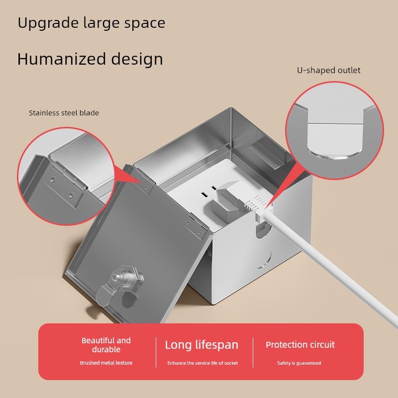 明装防盗带锁插座箱保护盒不锈钢防水户室外电瓶车充电刚性防护