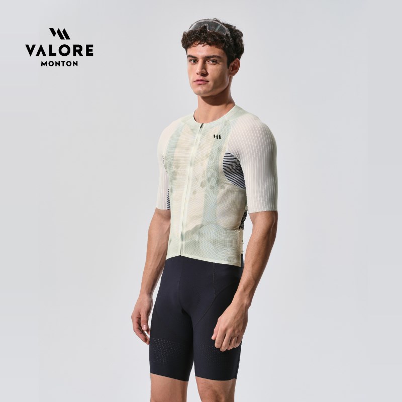 VALOREMONTON夏季透气速干公路自行车AOE骑行服暗花短袖上衣男款