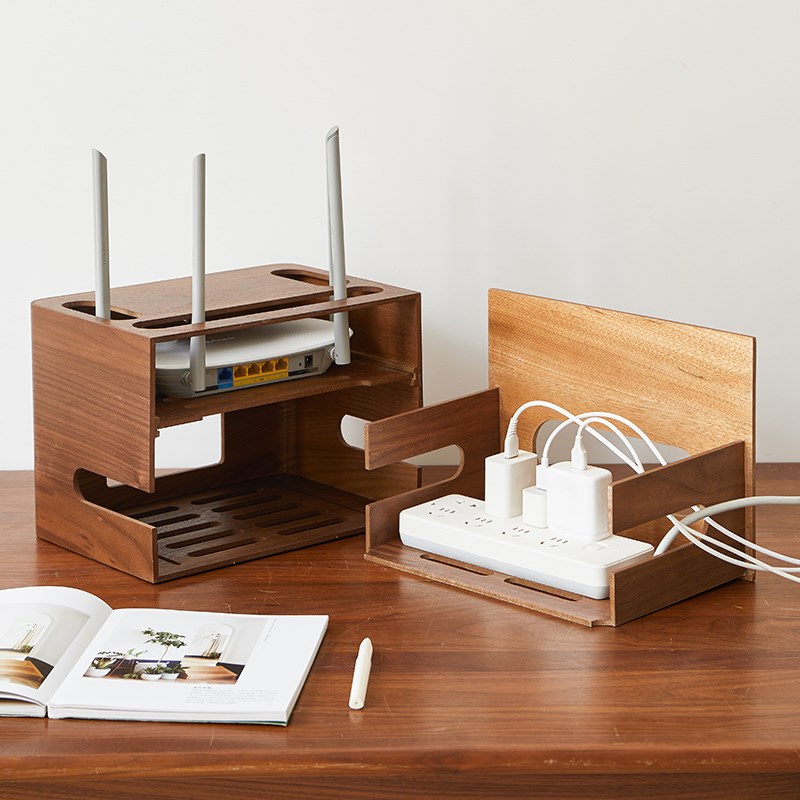 wifi路由器收纳盒桌面无线机顶盒光猫置物架大号电线插板收纳遮挡