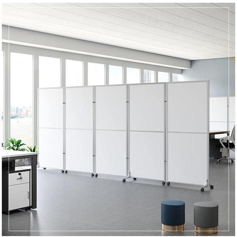 新品办公室屏风车间室内折叠推拉免安装移动隔断仓库遮挡铝材玻