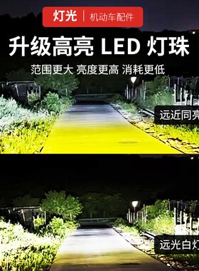电动车灯摩托车超亮led前大灯外置改装12v60强光透镜铺路射灯通用