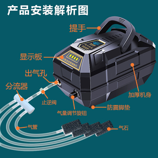 充电两用氧气泵大功率增氧机 锂电池增氧泵充氧机鱼塘户外养鱼