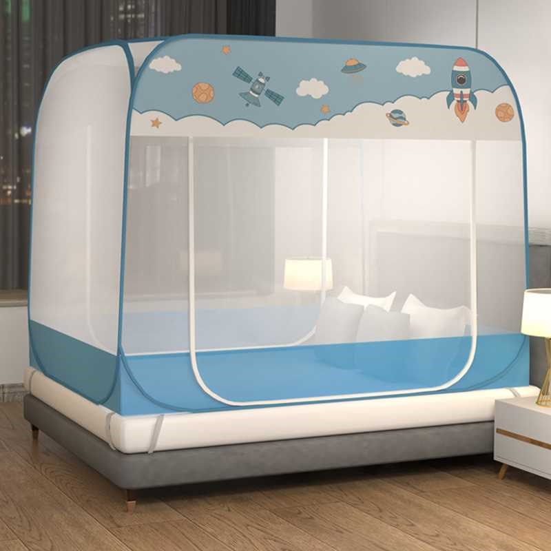 蒙古包蚊帐1.5m床1.8家用学生宿舍单人1.2免安装防摔儿童折叠纹账