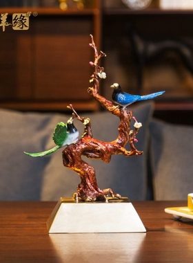 黄铜喜鹊登梅摆件家居装饰品客厅玄关办公室结婚公司开业乔迁礼品