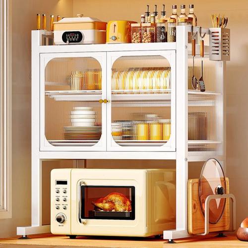 碗柜防尘家用厨房碗碟收纳架多功能沥水碗盘放烤箱微波炉置物架子