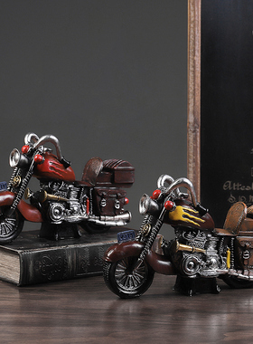 美式复古老式摩托车模型套餐创意家居客厅店铺餐厅柜台装饰小摆件