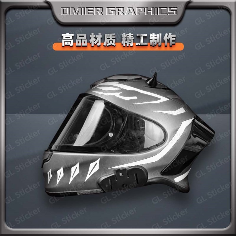 适用摩托车头盔AGV/SHORI/LS2/K1贴纸黑豹版画装饰全盔贴花配件