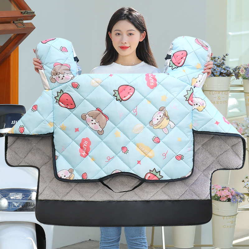 小电动车挡风被女冬季加绒中厚款电瓶摩托秋冬天保暖防寒加厚罩男