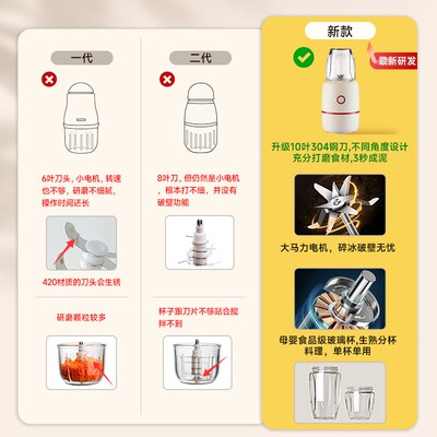 辅食机婴儿宝宝料理机小型多功能破壁机家用婴幼儿打泥研磨工具