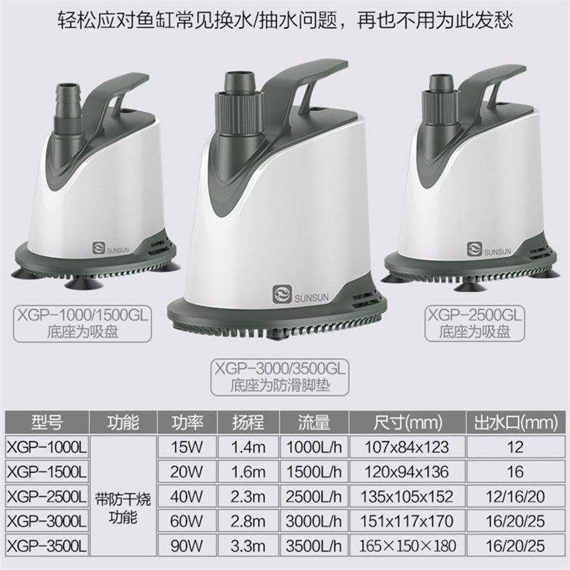 森森鱼缸水泵循环泵底吸潜水泵静音低吸鱼便过滤泵小型家用抽水泵