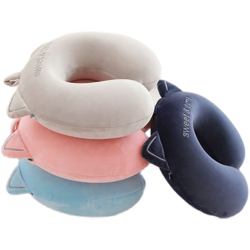 猫耳朵u型枕旅行颈椎枕头记忆棉头枕u形脖枕护脖子靠枕护颈枕简约