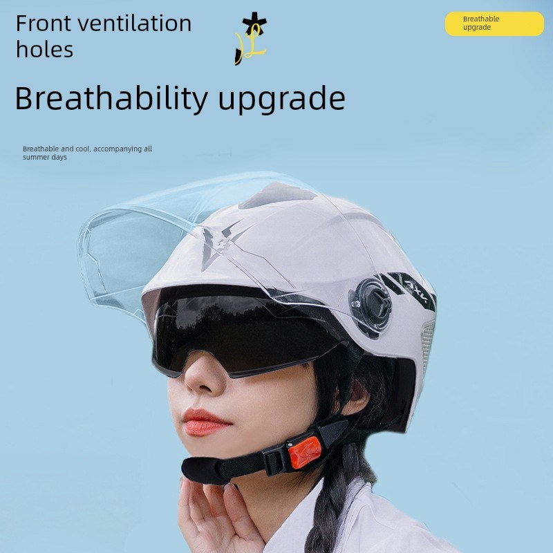 蓝色北极星头盔不压头发一半2025新夏季3C认证四季通用自行车男性