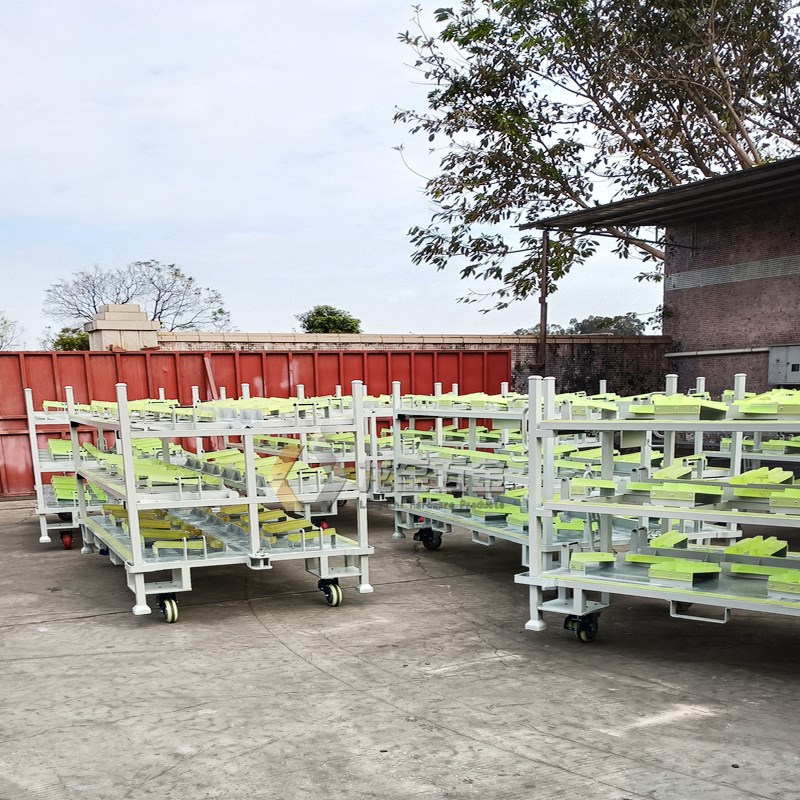 可折叠新能源汽车料架 带滑轮电池包料架 电机周转架 电控料架