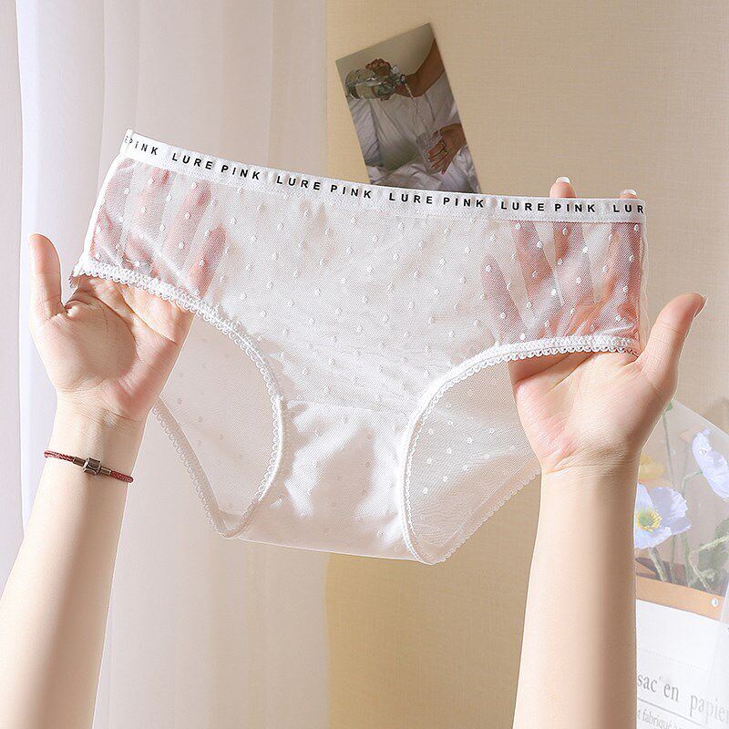 透明内裤女款蕾丝网纱性感勾人低腰超薄透气无痕冰丝女士三角裤夏
