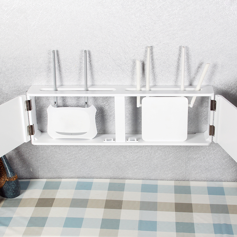 实木外框北欧清新插座遮挡路由器插排光猫机顶盒收纳墙上壁挂简约