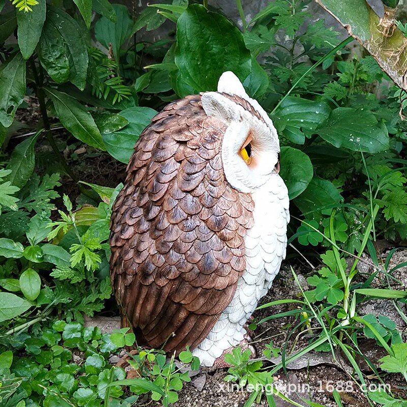 跨界阳台庭院园林装饰模拟猫头鹰饰品树脂动物模型小庭院园林绿化