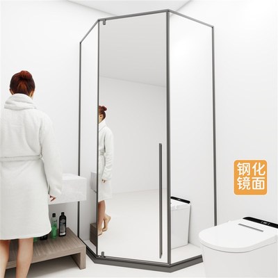 家用钻石型淋浴房钢化玻璃浴室A干湿分离隔断卫生间玻璃门定制