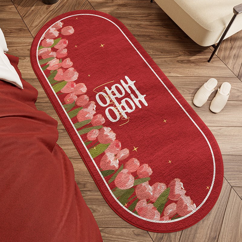 结婚喜庆卧室地毯床边毯毛毯家用床前可睡可坐飘T窗垫喜字客厅地