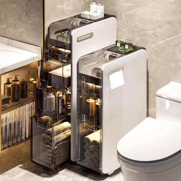 德国卫生间置物架免安装夹缝缝隙收纳柜浴室窄缝储物柜置物柜落地