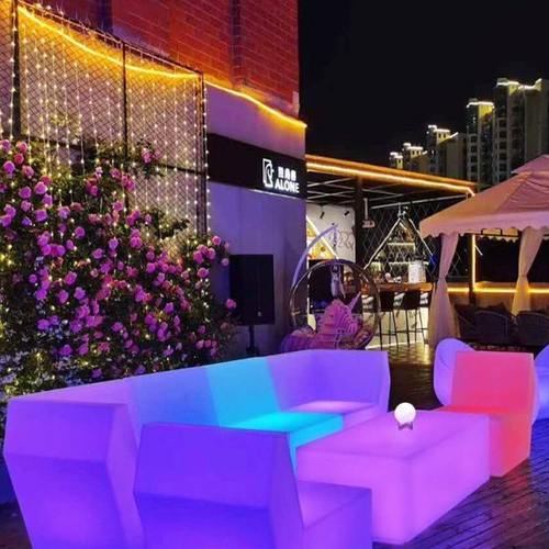 ktv发光茶几转角沙发组合户外露天酒吧桌椅商用卡座创意网红沙发