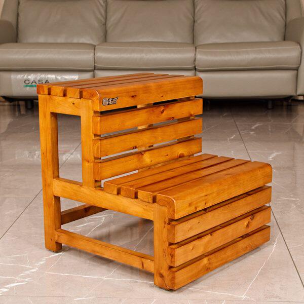 尚田实木阶梯凳防水香柏木洗澡凳子小楼梯台阶2层防滑踏2步脚踏板