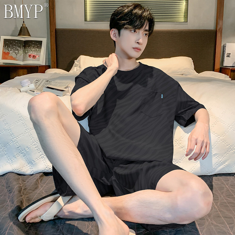 家居服套装男夏季薄款睡衣莫代尔夏天大尺码可外穿休闲短袖短裤一