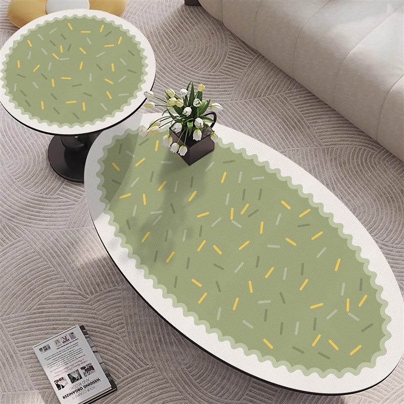 2024新款椭圆形lPVC茶几桌垫北欧风客厅防水防油防烫免洗桌布家用