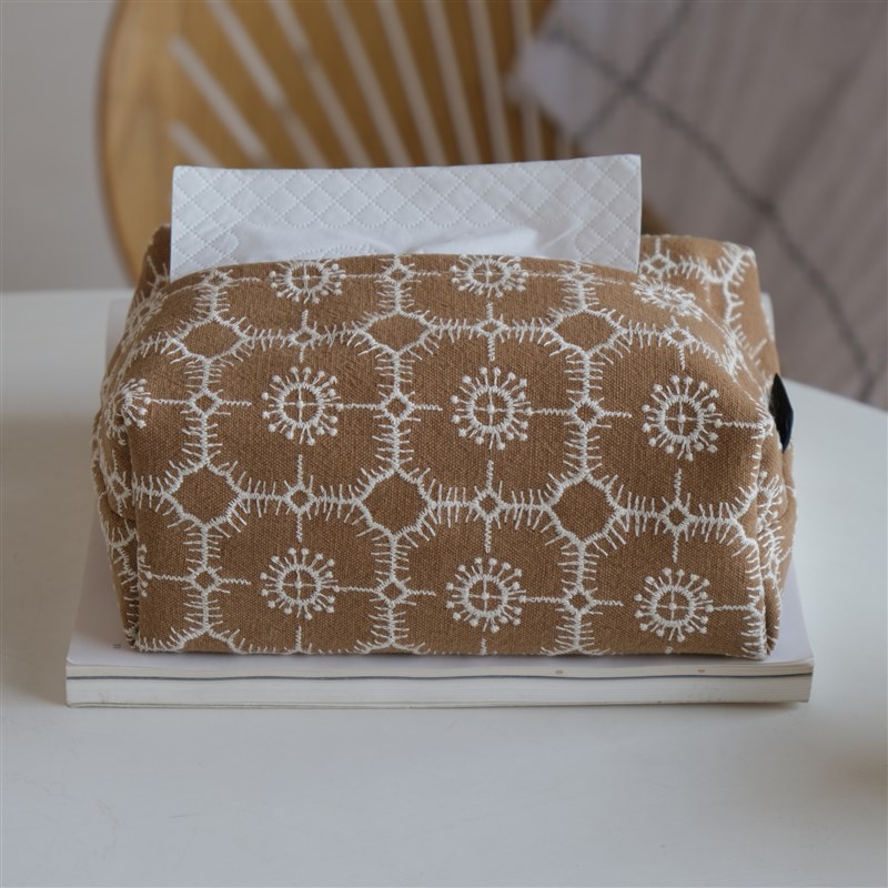 桌面纸巾盒e抽纸盒纸巾袋客厅茶几法式复古布艺抽纸收纳盒棉麻刺