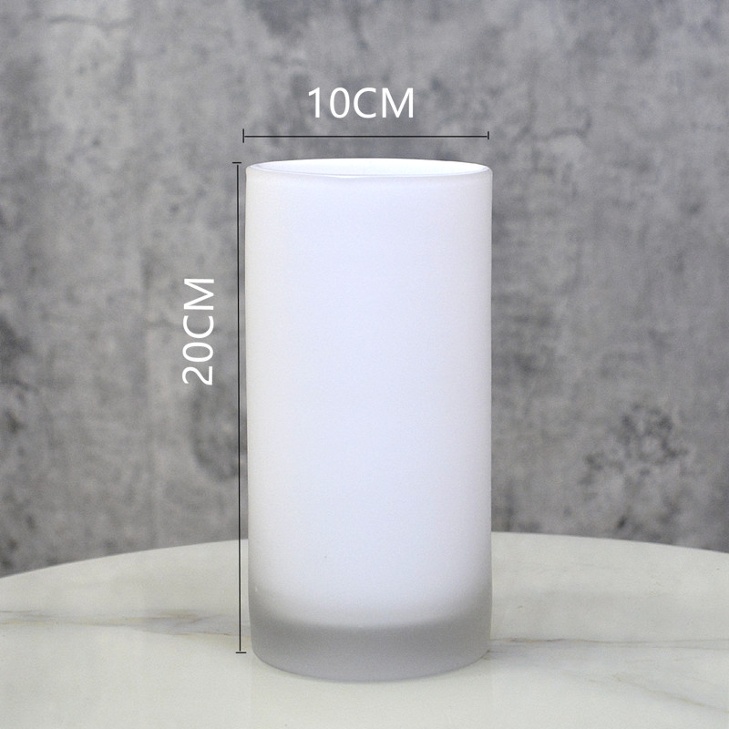 白色玻璃花瓶现代k简约家居艺术直筒花器水培客厅插花樽软装饰摆