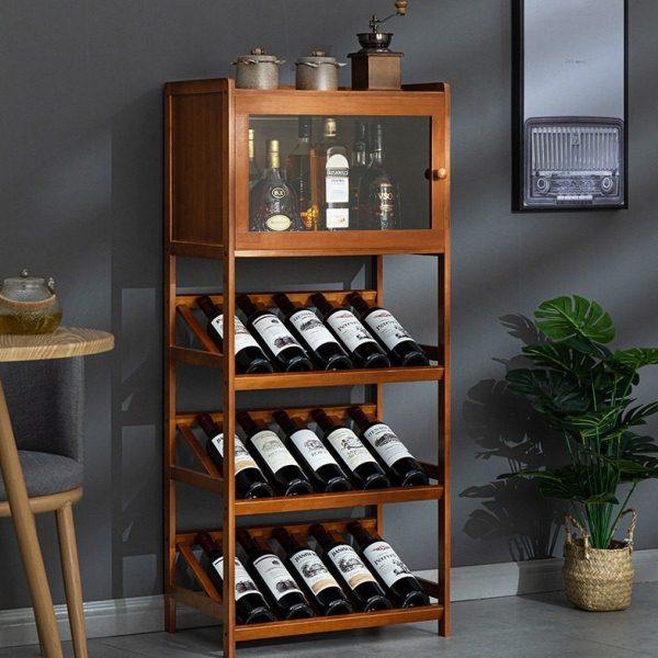 红酒架子置物架家用小酒柜酒格子吧台展示架放酒装饰简易实木靠墙