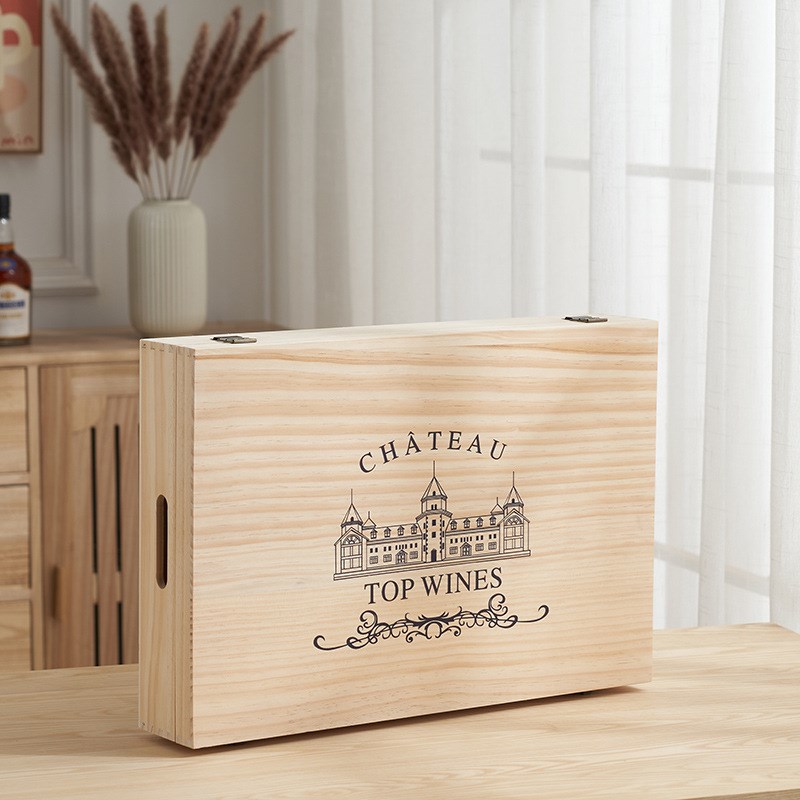 红酒盒六支包h装盒礼盒红酒木盒葡萄酒红酒盒子单排6支装红酒木箱