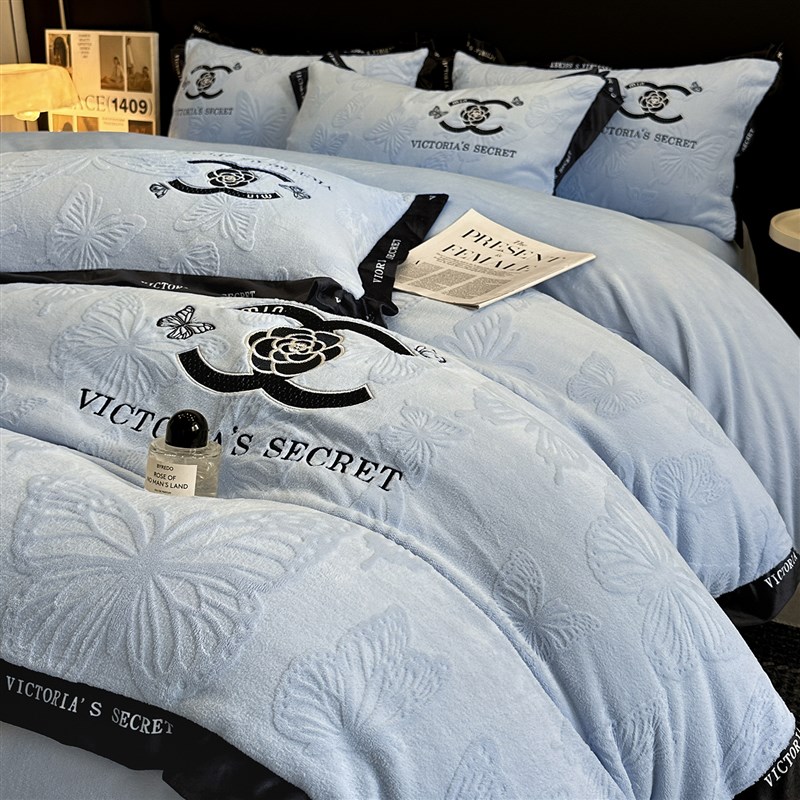 牛奶绒四件套g2025新款冬季加绒双面法兰绒床单被套床上三件套加