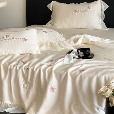 少女心夏季100S天丝夏凉被四件套空调被芯可机洗公主X风蚕丝薄被