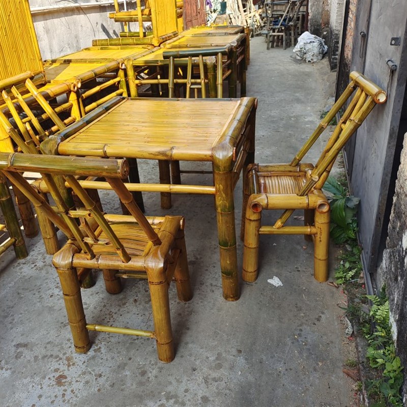 包邮田园原竹茶j几竹桌椅休闲打牌加大椅方桌经济型一桌四椅实用