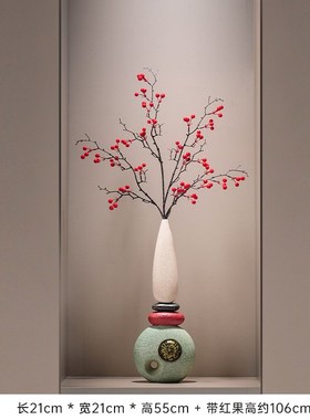 时来运转迎客松花瓶摆件入户玄关C客厅办公室前台装饰乔迁开业礼